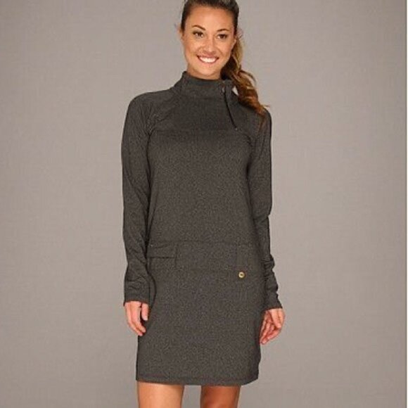 {Lolë} Evolt Dress Zip Neck Charcoal Grey - Picture 1 of 11